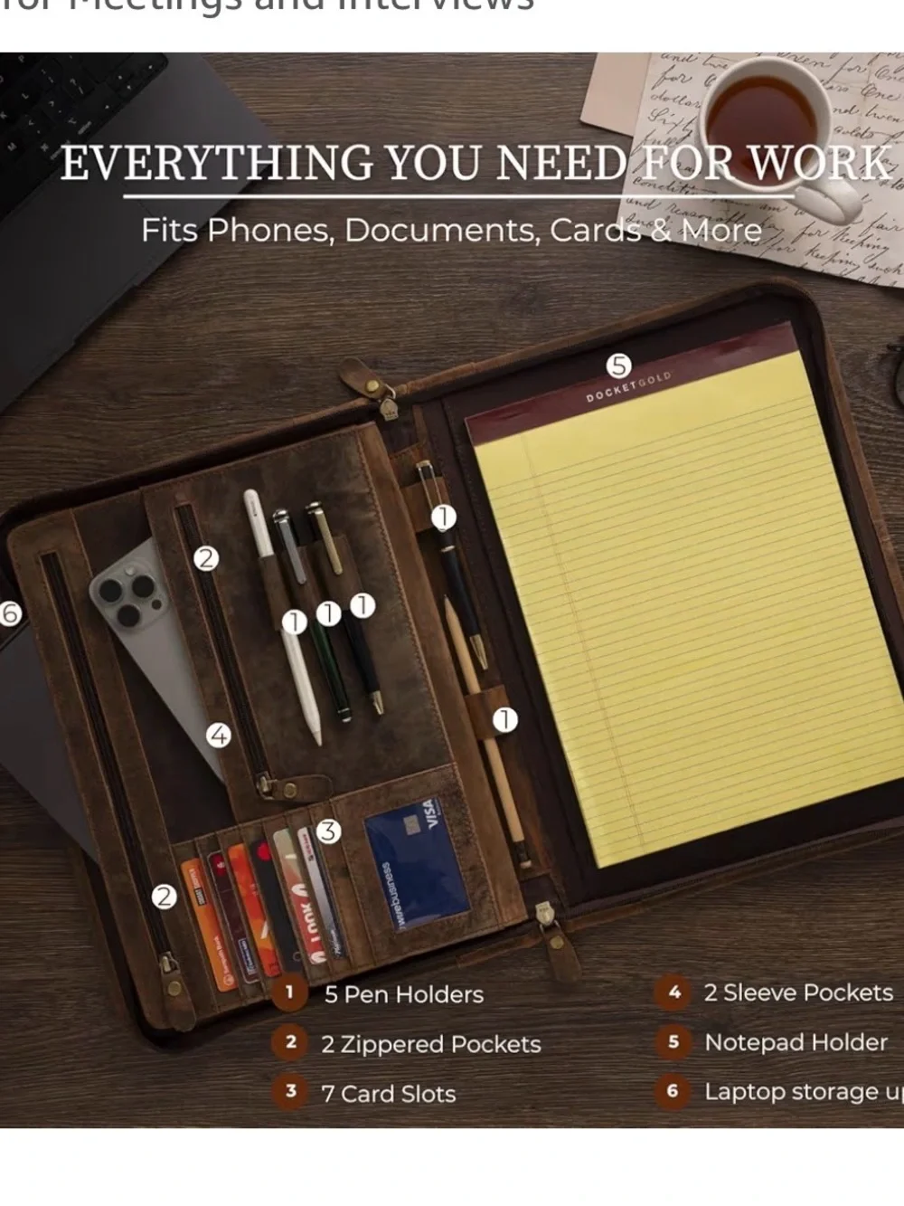 Leather Padfolio with Zipper – Business Portfolio